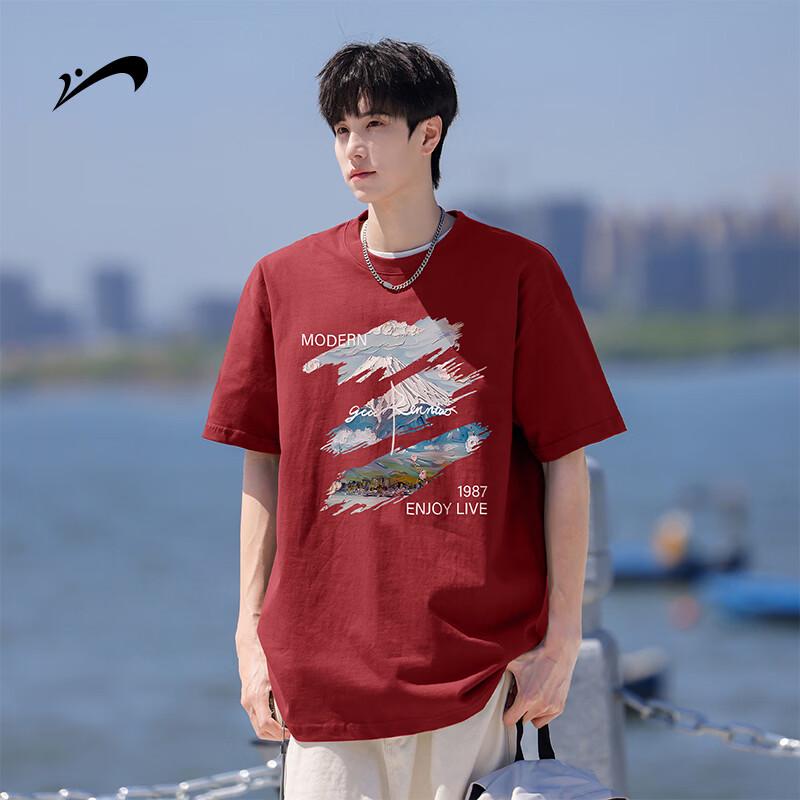 Guirenniao Unisex Cotton Mountain Print T-Shirt