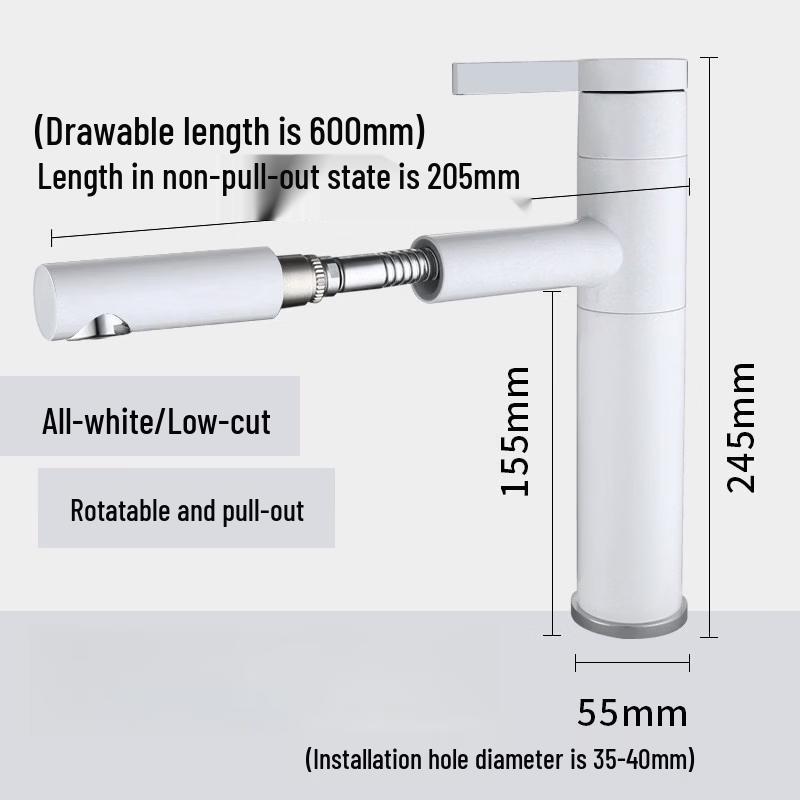 Выдвижной смеситель для раковины TLXT Белый