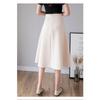 Qooth Elegant Women A Line Skirt Wide Hem Mid Length Calf Length  with Zipper Casual Skirt QT2657