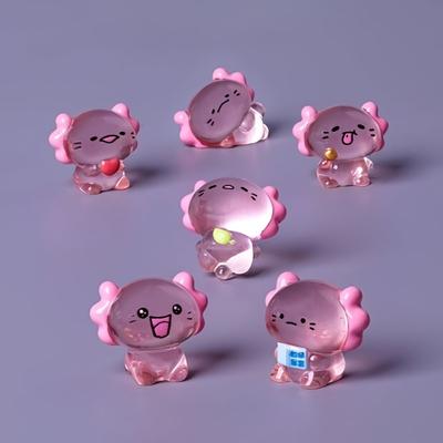 Minitype Transparent Cartoon Axolotl Figurines Kawaii Anime Salamander Ornament Cute Desktop Decor Car Figurine Gifts