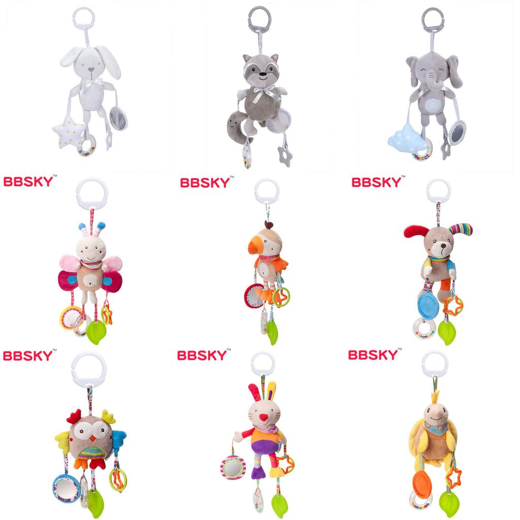 Infant Plush Rabbit Cat Dog With Music And Hanging Loop For Touch And Visual Stimulation