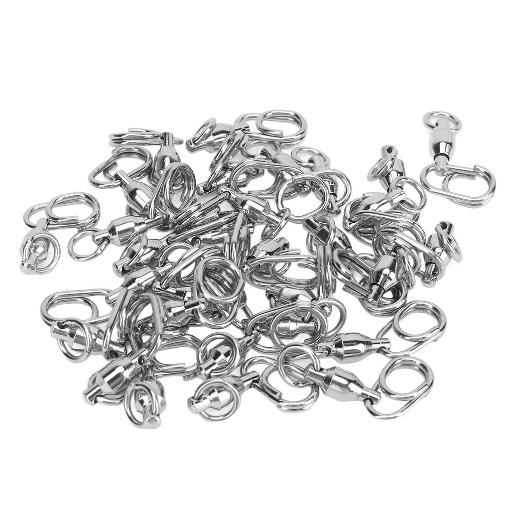 30pcs High Strength Fishing Snap Swivels Ball Bearing Swivels Stainless Fishing Swivels with Oval Split Ring For