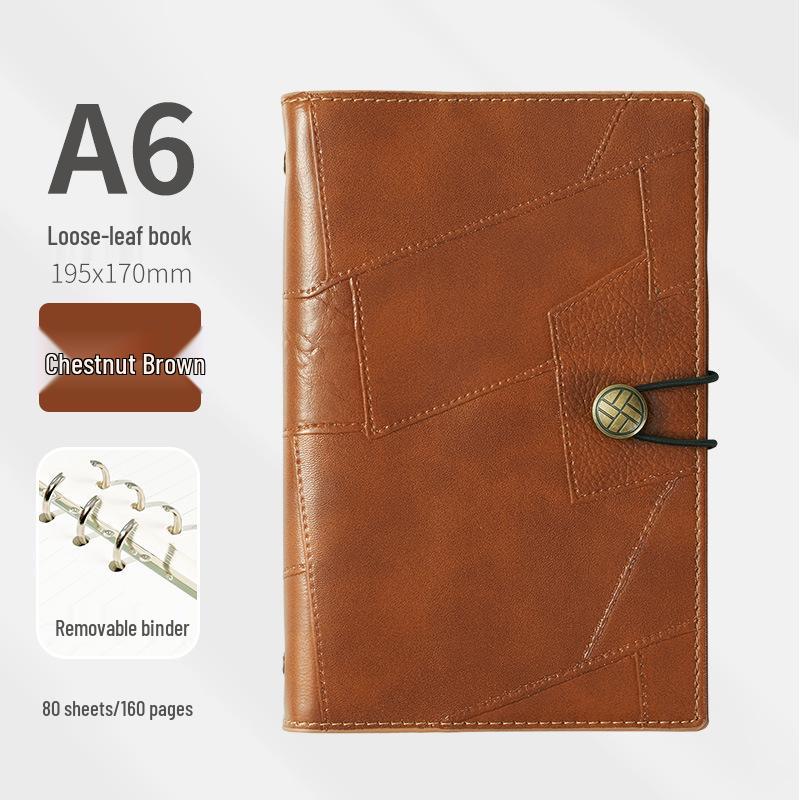 

A6 Loose-Leaf Notebook Journal with Soft Leather Cover - Custom Logo Printing Available