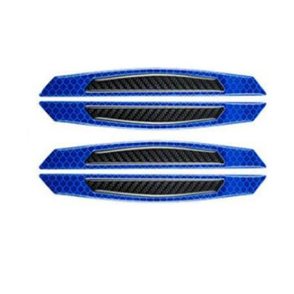 4pcs Car Door Reflective Warn Strips Bumper Reflector Stickers Decals Blue Safety Opening Safety Opening Exterior Accessories