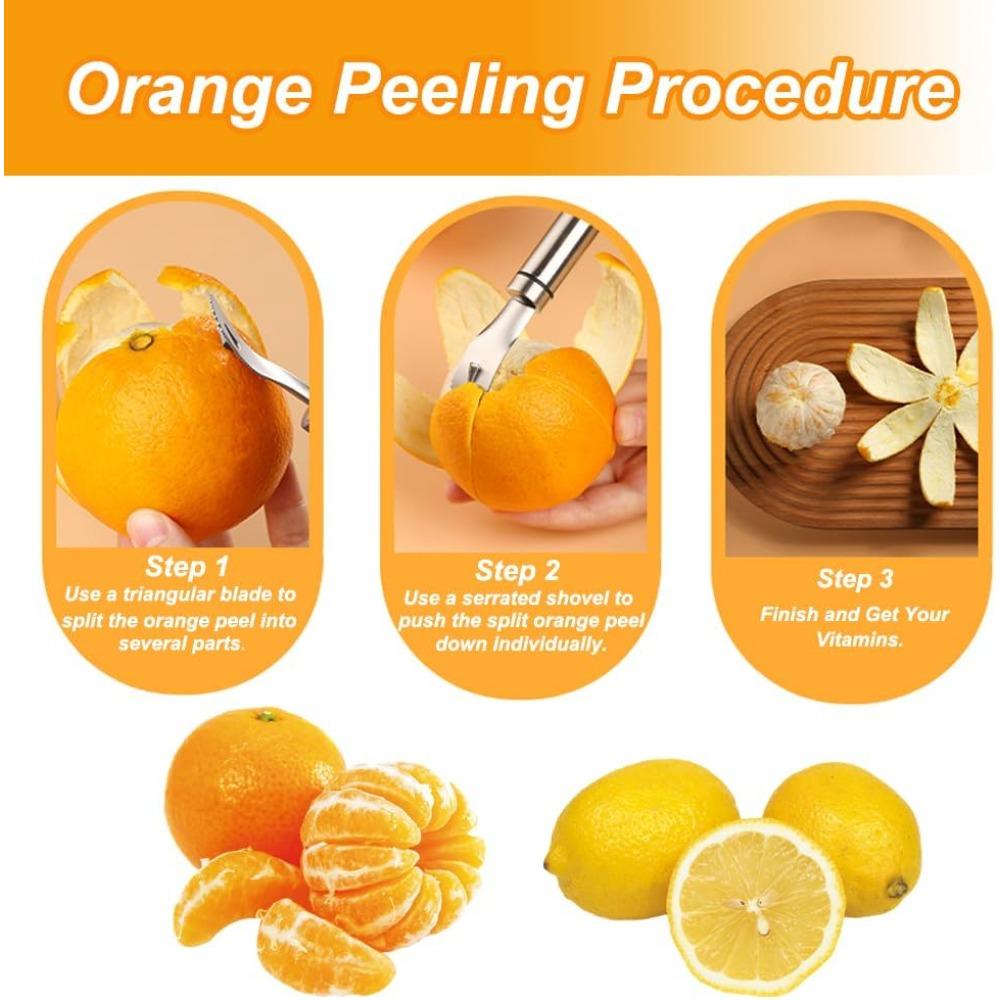 Orange Peelers Orange Peeler Tool Citrus Peeler Stainless Steel Slicer Cutter Peeler Remover Design Handle Fruit Tools