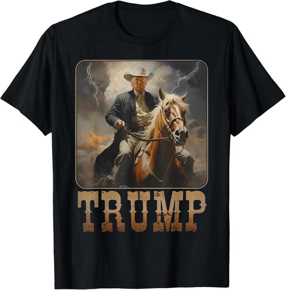 

Trump 2024 President Cowboy Riding Horse Western USA MAGA Unisex T-Shirt 4XL