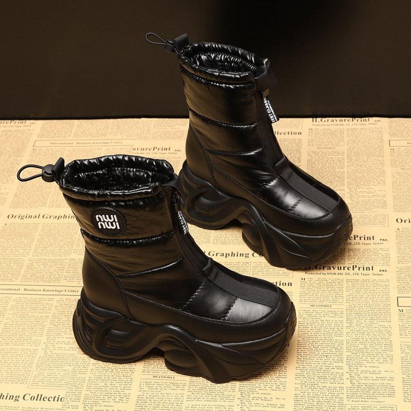 Thick-soled inner height increase velvet waterproof and non-slip snow boots children's 2025 winter new thermal cotton shoes medium and high tube tide