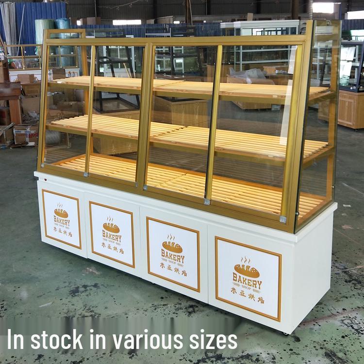 In-Stock Bakery Display Cabinet: Solid Wood & Wrought Iron Island with Drawers for Bread, Pastries, and Fried Goods