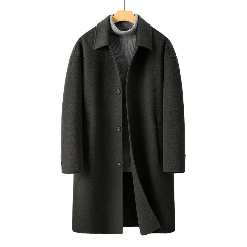 

Осенне-зимнее шерстяное пальто мужское, средней и длинной длины выше колена, шерстяной тренчкот корейской версии 3XL