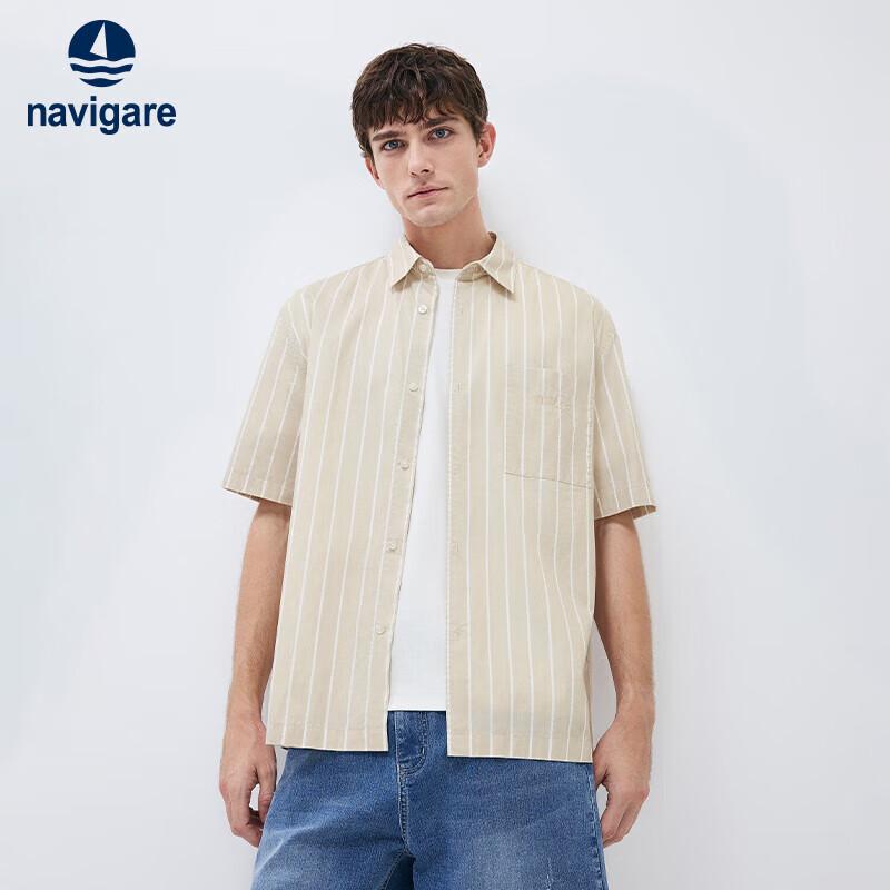 

Navigare Men s Striped Cotton Short Sleeve Shirt XL