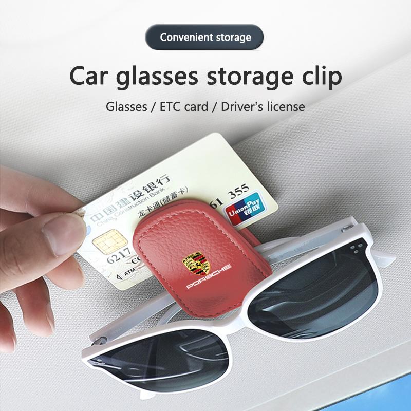 Auto Interieur Bril Clip Zonneklep Opbergbeugel Auto Accessoires Voor Porsche Cayenne Panamera Macan 911 718 918 Taycan Boxster