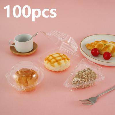 100Pcs Cake Slice Boxes Cupcake Slice Container Square Individual Single Dessert Box Triangular Sandwich Cheesecake Storage Box