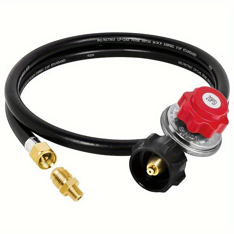 4FT Adjustable Propane Regulator with Hose - 0-20 PSI High Pressure Gas Grill Hose Replacement Kit with Control Valve for Turkey Fryers, Stoves &