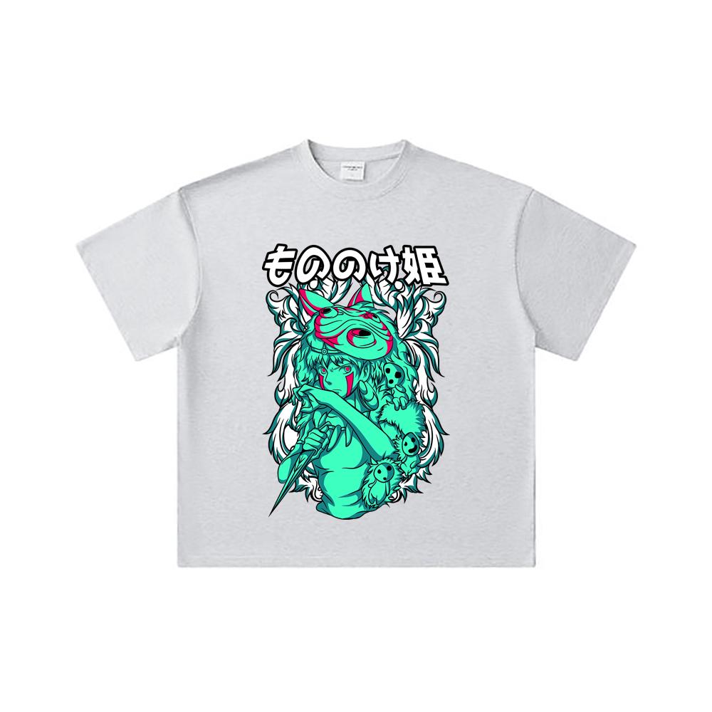 260 GSM Double Yarn 32 Count 100% Cotton Ghibli V5 Princess Mononoke Print Unisex Heavy Cotton T Shirt