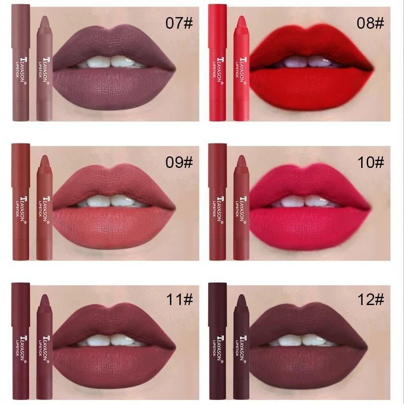 12 Colors Velvet Matte Lipsticks Pencil Waterproof Long Lasting Sexy Red Lip Stick on-Stick Cup Makeup Lip Tint Pen Cosmetic
