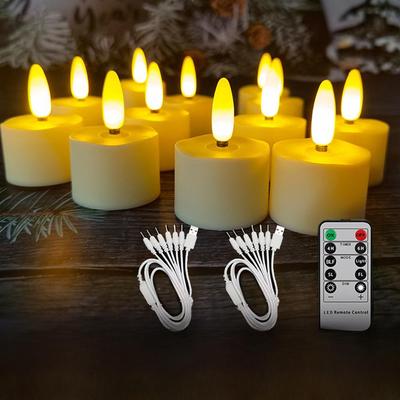 Wiederaufladbares LED-Kerzenlicht mit Fernbedienung und Timer – Kunststoff, flammenlos, romantisches Nachtlicht für Hochzeiten