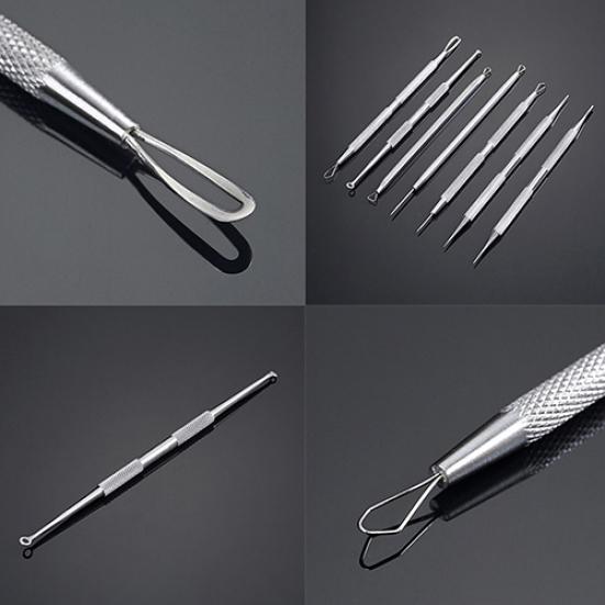 Non-Slip Stainless Steel Pimple Popper Acne Blackhead Removal Needle Tool Silver