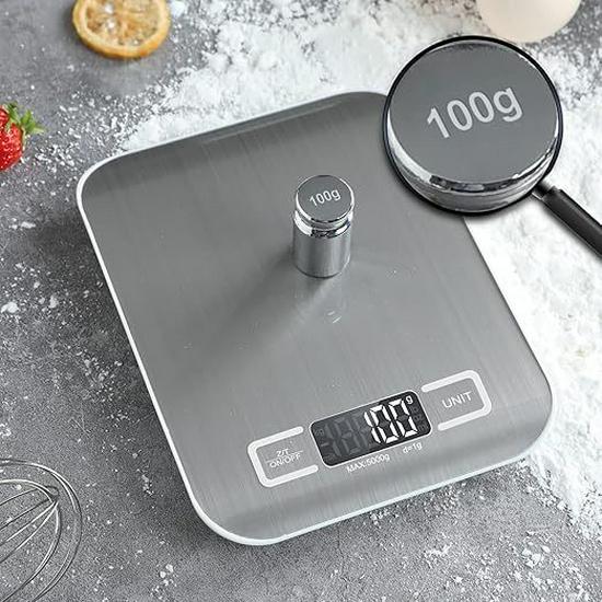 

Stainless Steel Electronic Kitchen Scale, 5kg Portable Baking & Food Weighing Scale Battery 5kg/1g білий