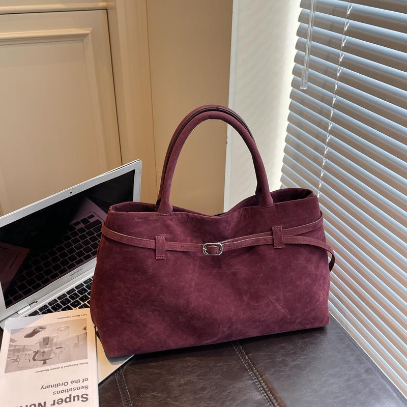 

Осенняя замшевая сумка женская большой вместимости новая сумка-тоут повседневная универсальная на плечо подмышку бордовый
