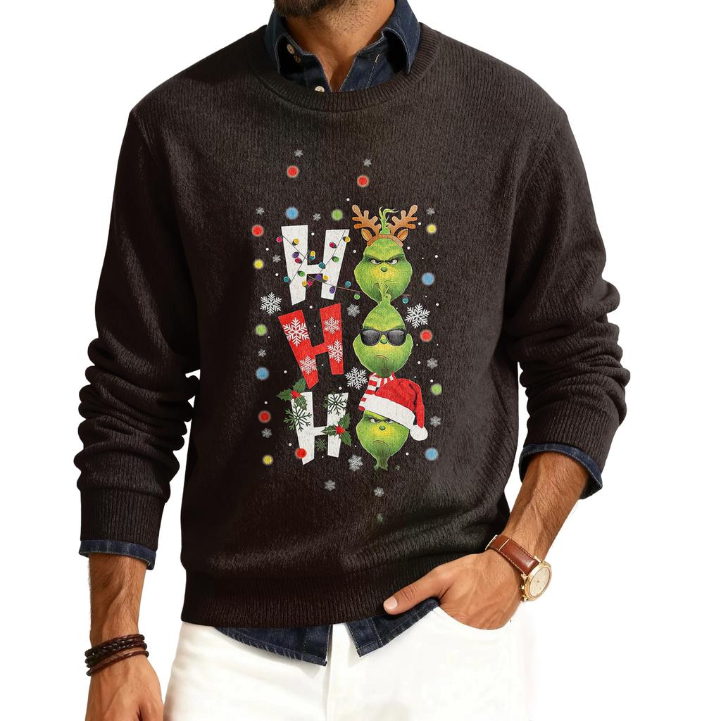 Men's Round Neck Long Sleeve Ribbed Knit Pullover