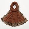 Winter Plain Solid Wrinkle Sexy Leopard Chain Viscose Shawl Scarf High Quality Wrap Pashmina Stole Bufanda Muslim Hijab 180*70Cm