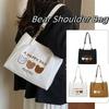 Large Capacity Bear Shoulder Bag Korean Style Canvas Handbag Cartoon Tote Bag  Office Worker