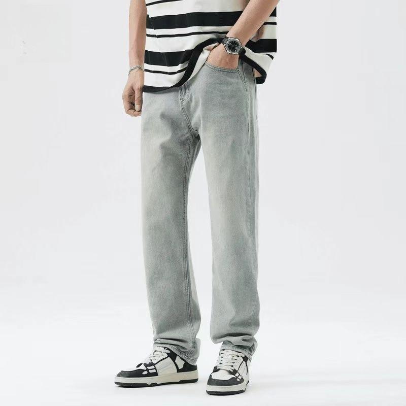 Мужские прямые джинсы JYL Американские Светло-голубые Повседневные Свободные Джинсовые Брюки 28 бездна