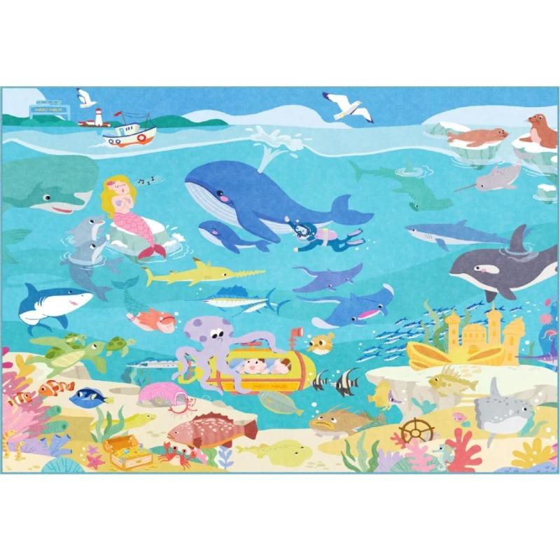 

Kids Ocean Themed Play Rug Underwater World Floormat with Sea Creature Non Slip Washable Soft Carpet for Toddlers Playroom 40x60cm