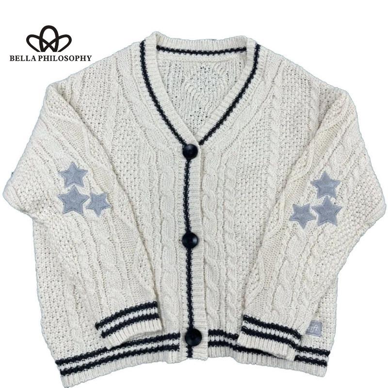 Otoño Invierno sólido de manga larga Cardigan Commuter tejido blanco roto suéter de una sola botonadura abrigo mujer ropa de moda