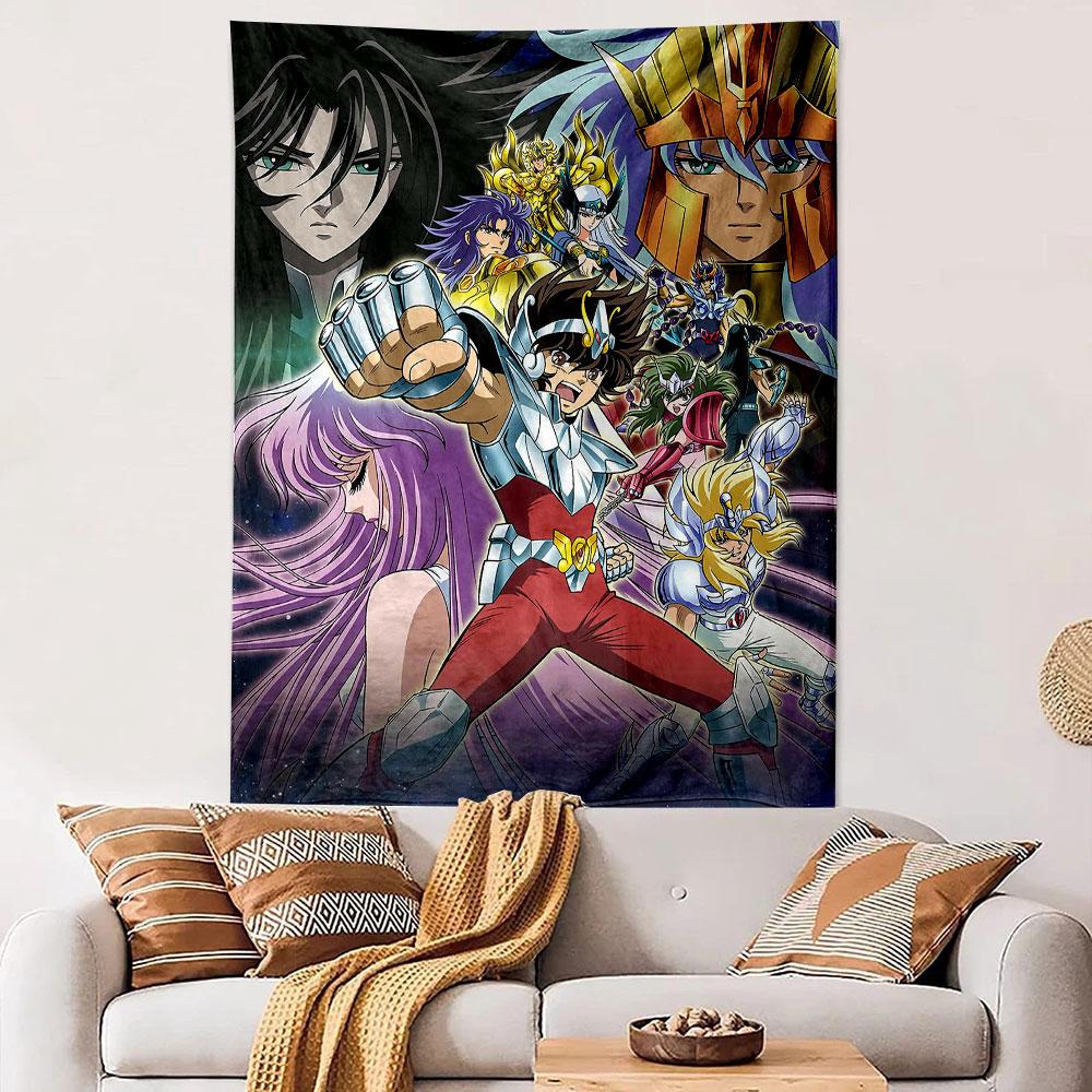 Saint Seiya Bronze Saints Seiya Shiryu Hyoga Ikki Wall Tapestry Anime Battle Art Decor for Bedroom Fan Gift