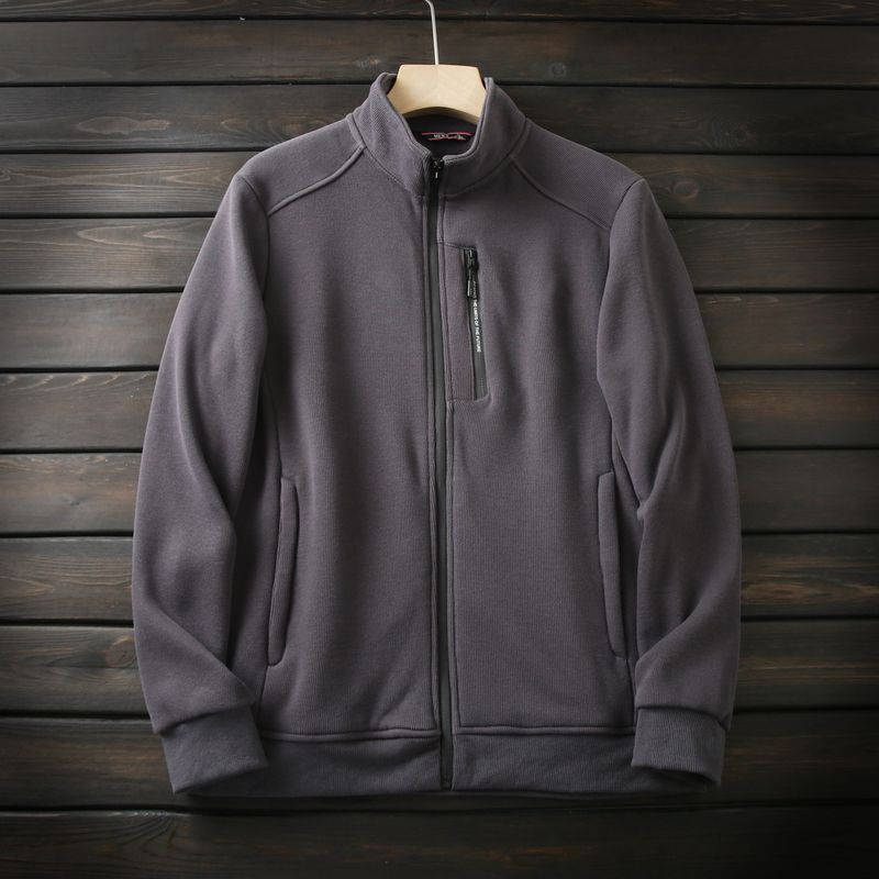 Thickened! Composite Velvet! Foreign Trade Tail Goods Men's Autumn and Winter Fleece-Lined Warm Stand Collar Zip-up Cardigan Jacket