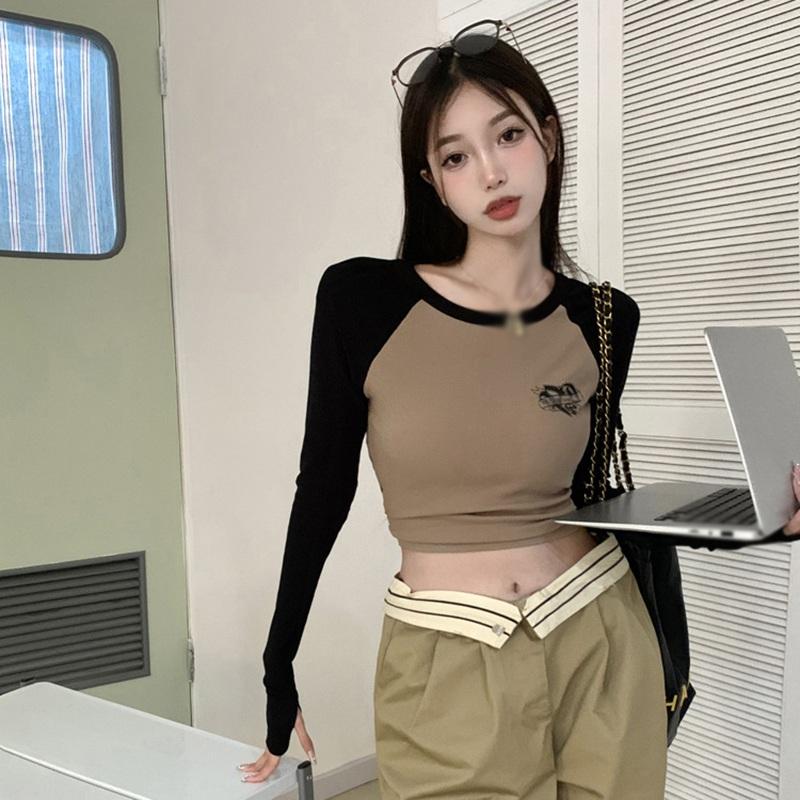 Base Coat Women's Blouse Women's Long Sleeve Short Style Retro