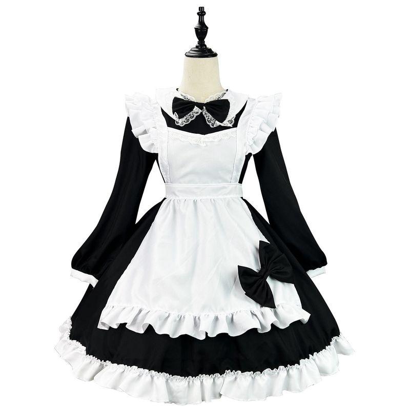 Original Super Cute Japanese-Style Black and White Maid Outfit Cross-Border Long-Sleeve Maid Costume Cosplay Performance Outfit