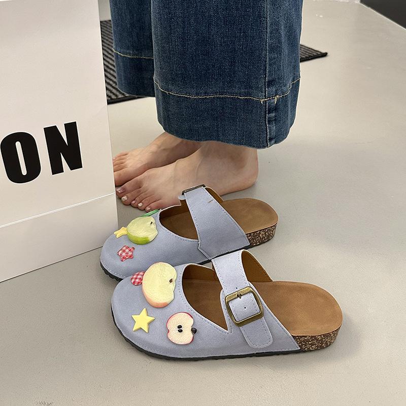 Milk Cute Cartoon Bag Head Half Slippers Women's 2025 Spring and Summer New Retro Home Indoor Thick-bottomed Versatile Sandals