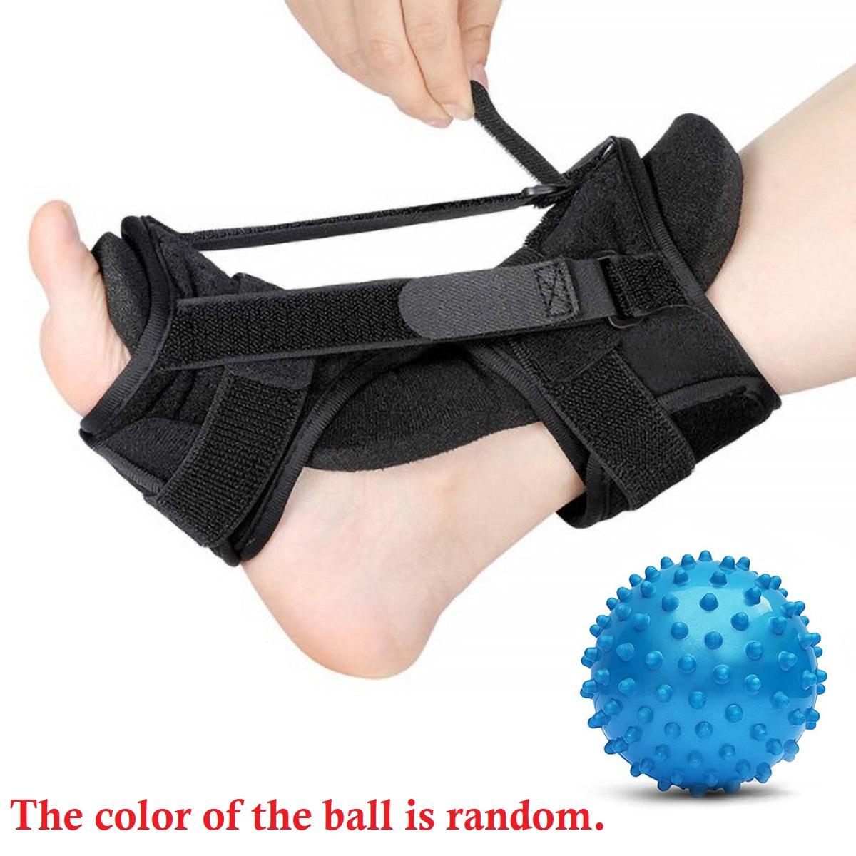 

Plantar Fasciitis Night Splint For Achilles Adjustable Breathable Foot Drop Orthotic Brace With Massage Ball For Easing Pains чорний