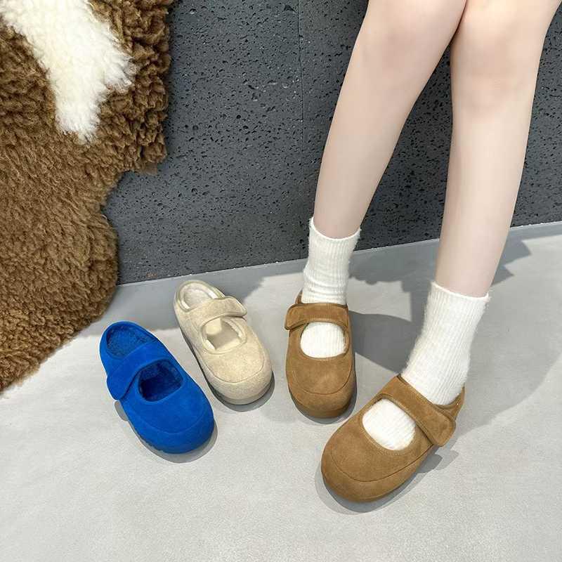

2025 Mary Jane Furry Snow Boots - Women s Autumn & Winter Korean Style Slippers 36 песочный
