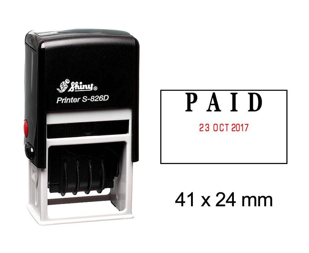Shiny Date Stamper Self Inking With Paid Text Ofiice Stationery Rubber Stamp