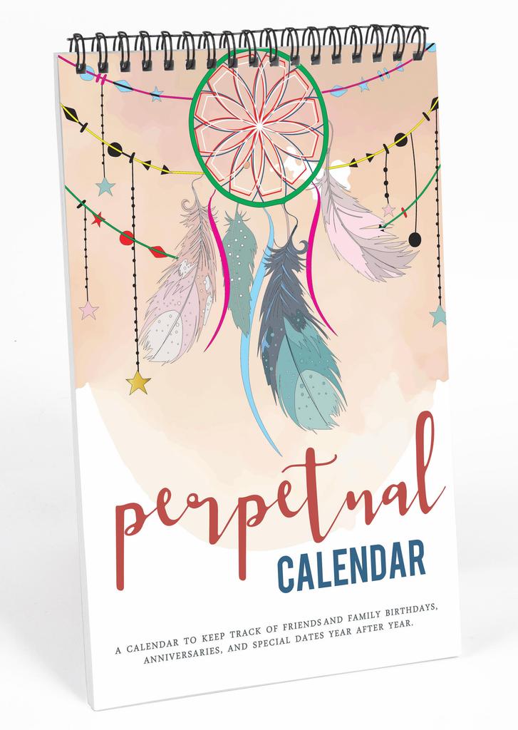 Inkdotpot Dream Catcher Perpetual Calendar, Important Dates To Remember- 6x9 Monthly and Daily Journal for Special Days