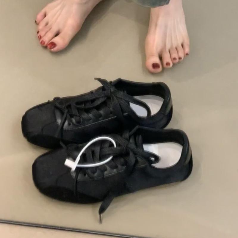 Cowhide Version~ Girl Bow Women's Lace-up Ballet Style Casual Sports Shoes Versatile