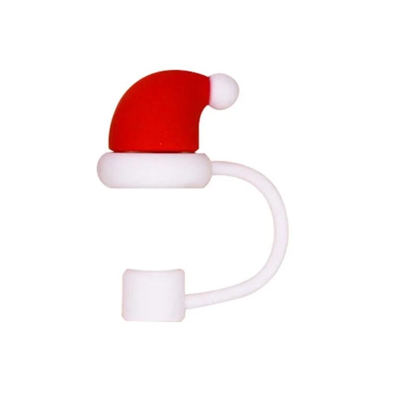 

Reusable Silicone Straw Cover Cap Cartoon Christmas Straw Toppers Dustproof
