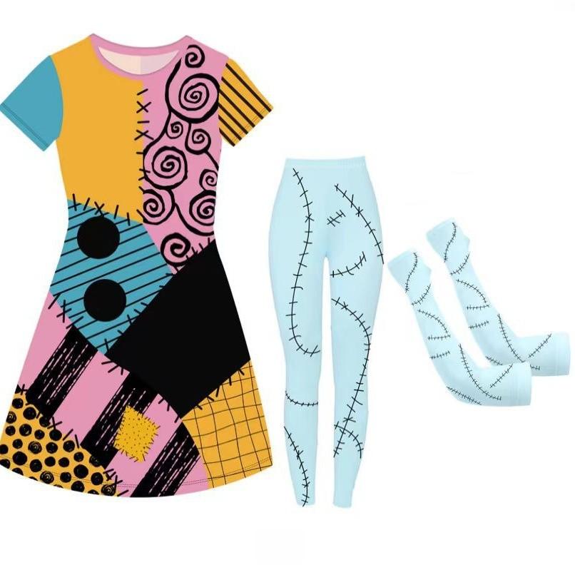 The Nightmare Before Christmas Sally Cosplay Jumpsuit With 3d Digital Print For Adults And Kids