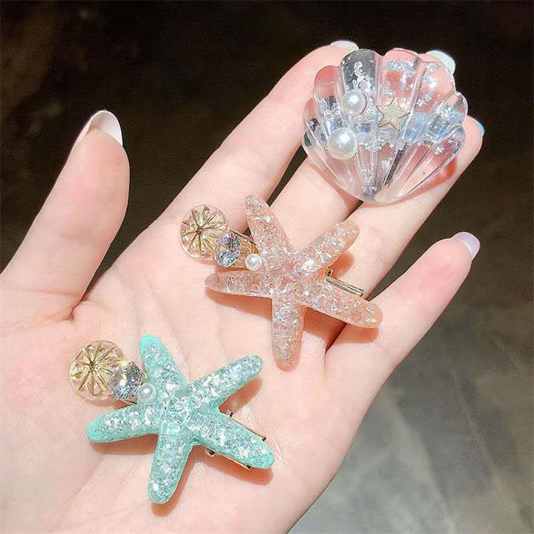 Korean Cute Colorful Shell Starfish Hair Clips Girls Women Hair Accessories