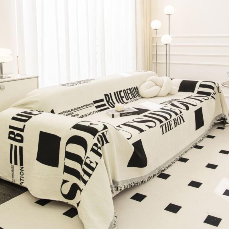 Black White Sofa Cushion Cover Sofa Cover Chenille Universal Sofa Towel Couch Cover Pet Mat Living Room Sofa Dust Proof