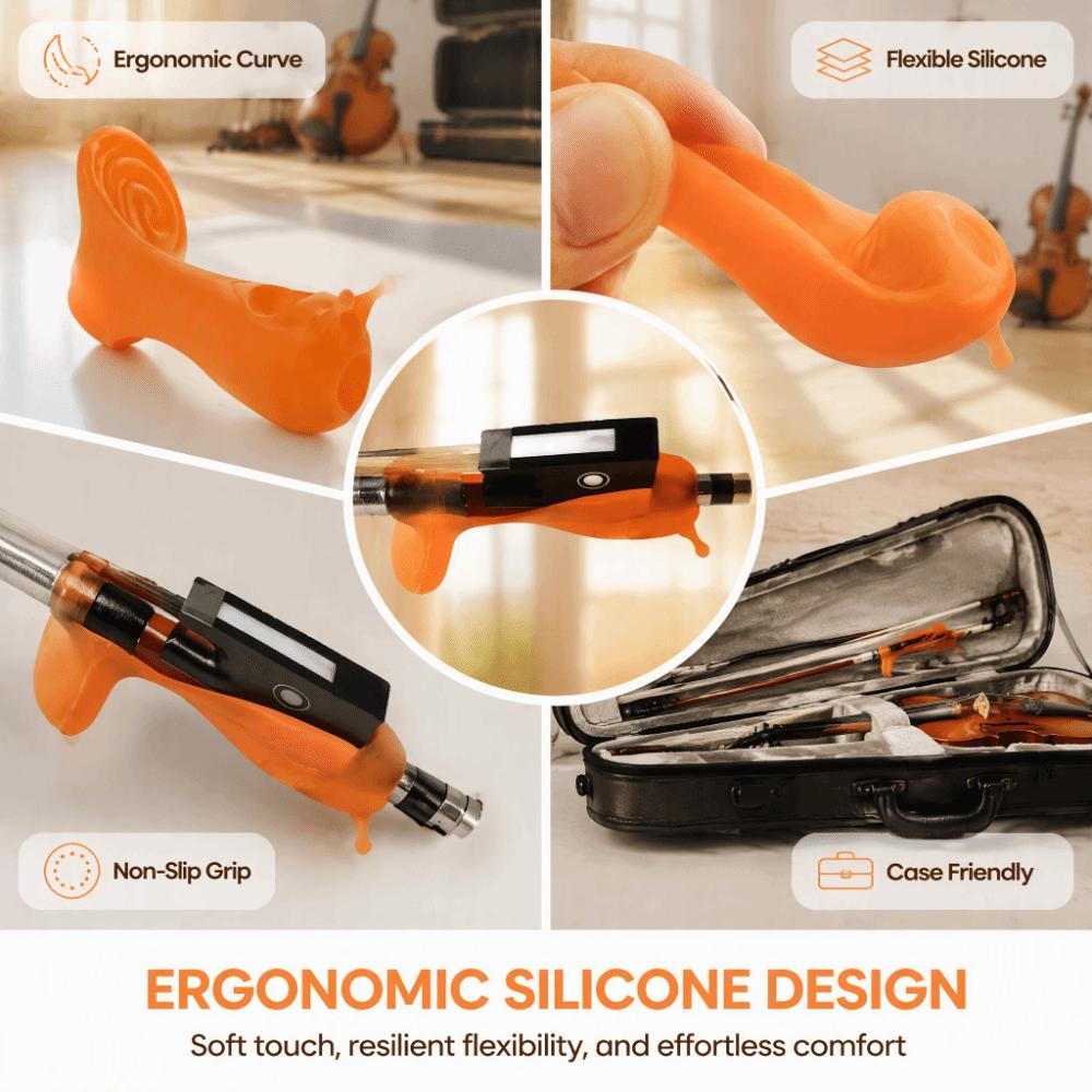 Silicone Material Bow Grip Corrector Orange Color Violin Bow Holder  For Violin And Viola