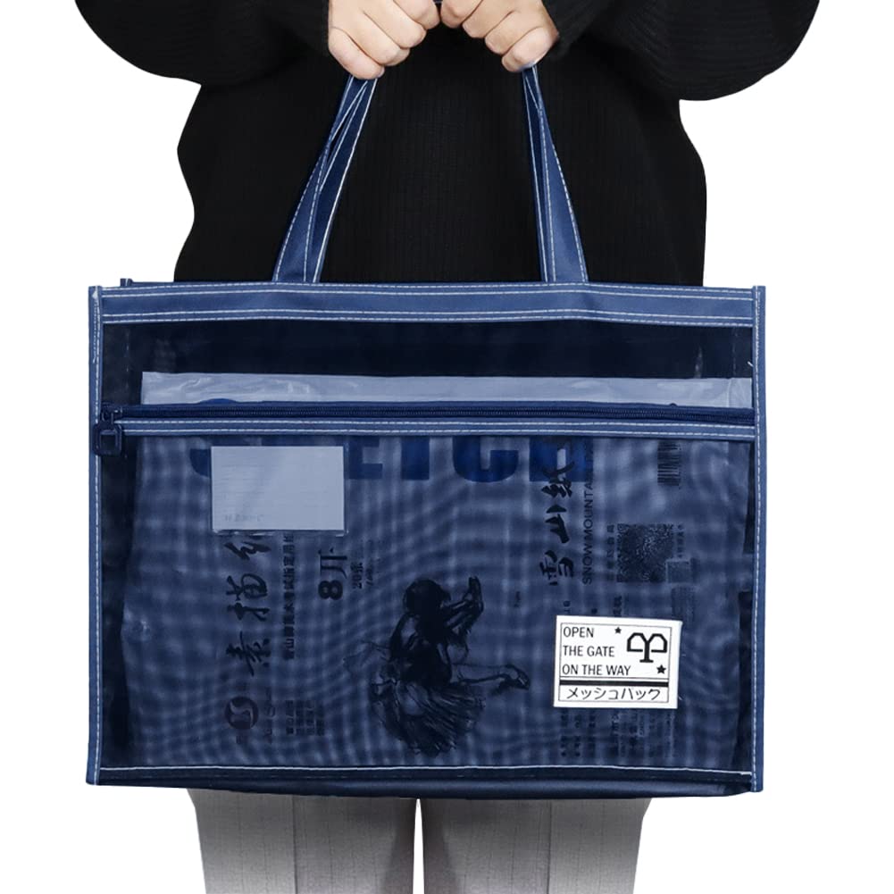 Bolsa de Transporte LONTG A3, Bolsa para Documentos, Bolsa de Negócios para Papel A3, Documentos, Materiais de Arte e Pranchas de Desenho, Bolsa para Esboços, Nylon com Malha, Bolsa Tote de Grande Capacidade