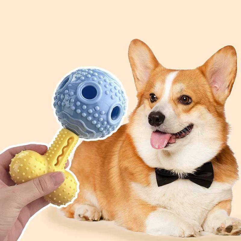 Dog Chew Toys for Teeth Cleaning Food Leakage Pet Rubber Grinding Toy for Small Medium Dogs