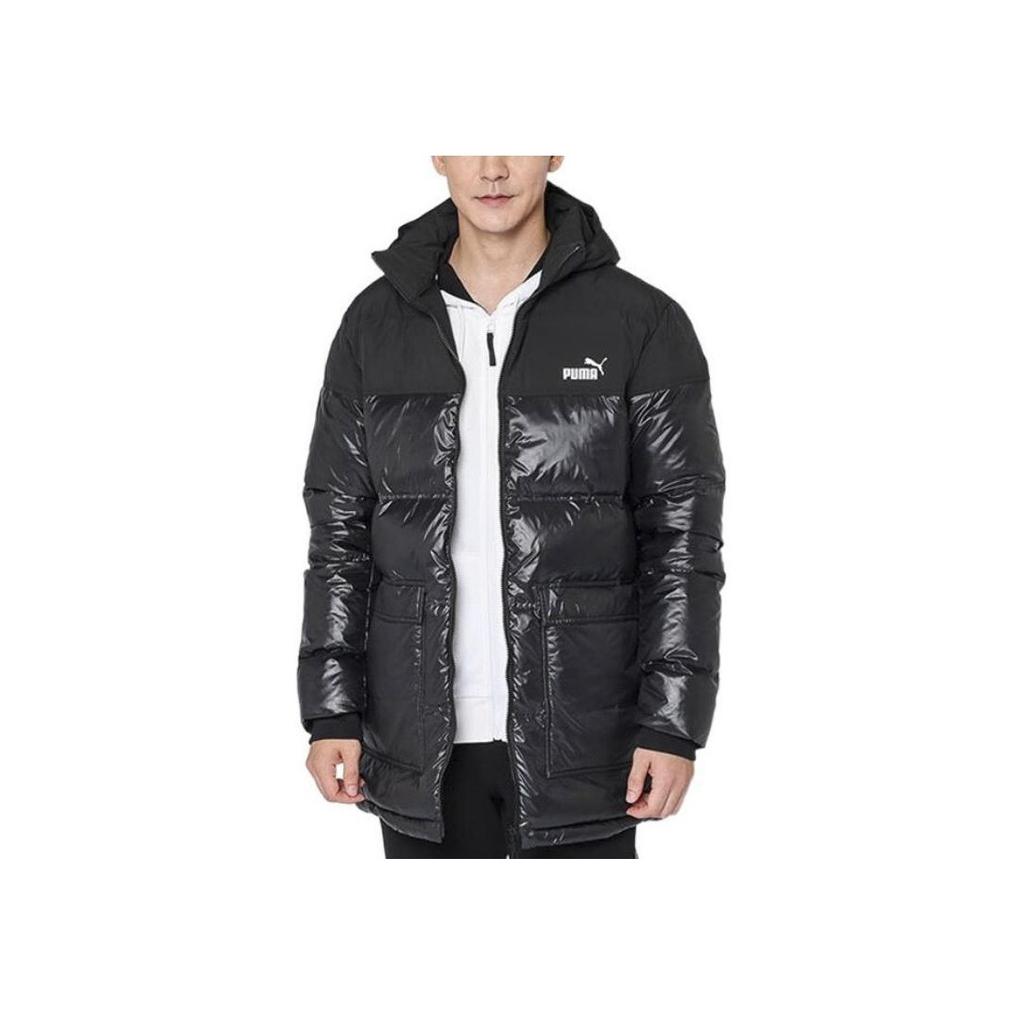 Puma Jachetă de puf cu glugă și cu imprimeu cu logo pentru bărbați Îmbrăcăminte exterioară Negru 534508-01