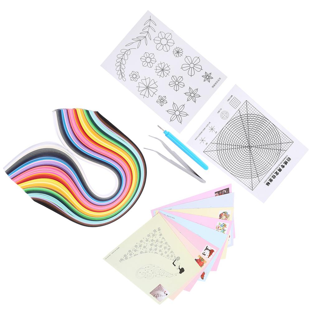 Paper Quilling Kit, 500 Quilling Strips, 8 Designs, Grid  , Flower Pattern, Tweezers, Slotted Pen,   Paper Craft Projects, 50