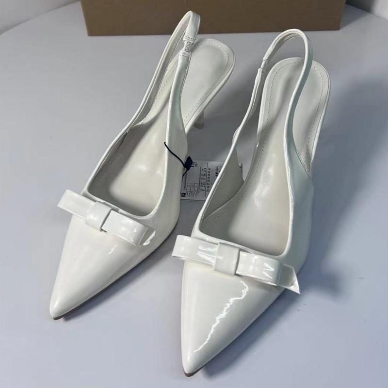 

Fashion Butterfly Knot High Heeled Women s Shoes 2025 Spring Pointed Toe Office Ladies Stiletto Elegant Slingbacks Dress Pumps Big Size 42 слоновая кость