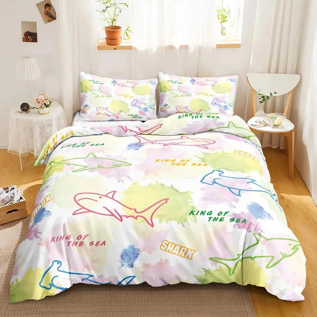 Shark Duvet Cover Set Full Size Queen Size Twin Deep Ocean Animals Bedding Sets for Boys Girls Luxury Soft Comforter Cover Set